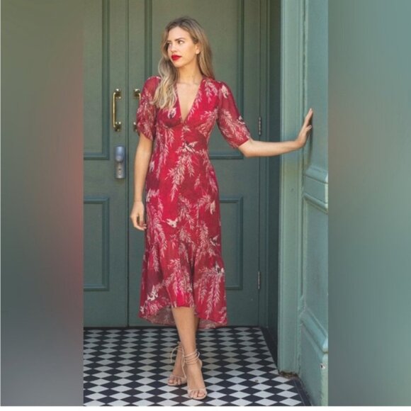NWT Hope & Ivy "ASOS" pink floral tea dress, midi, us sz 12 “Melody May” - Picture 1 of 8